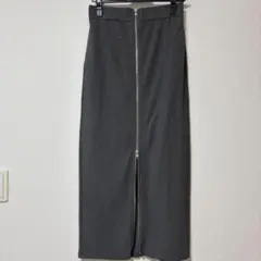 GU フロントジップナロースカート　グレーM