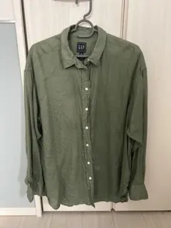 GAP 長袖リネンシャツ カーキ レディース XS