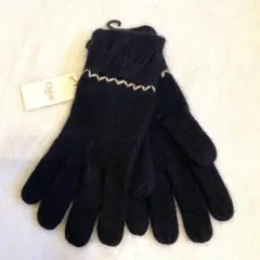 未使用★Chloe クロエ　ウール✖️ナイロン　手袋　黒　ロゴ刺繍のサムネイル