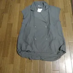 新品タグ付きECRIREナイロンブレンドオーバーサイズベストグレー