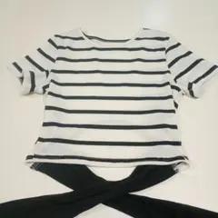 SHEIN 半袖カットソー ボーダー バックリボン