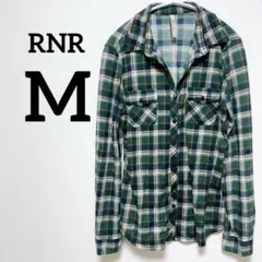 7-8【M】RNRグリーン チェック柄 長袖シャツ チェック 緑
