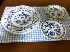 青と白の花柄皿セット