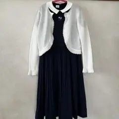 familiar 150 ネイビー プリーツワンピース　カーディガン　セット