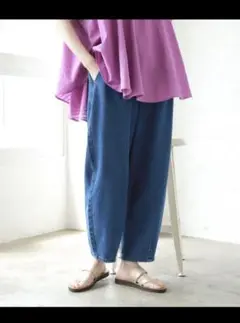 Studio Clip スタディオクリップ エコデニムスラウチパンツ M ブルー