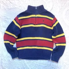 ポロラルフローレン　子供　ハーフジップ　ニット　110cm ネイビー　ボーダー
