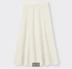 GU リネンブレンドフレアロングスカート ナチュラル アイボリー
