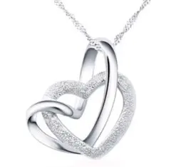 新品　お洒落なダブルハートネックレス シルバー925