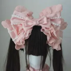 ピンク レース ビッグ リボン カチューシャ 可愛い ロリータ アイドル 新品