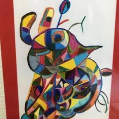 オリジナル色鉛筆画❤️王冠大鳥❤️KINGアート❤️Ｌプリント写真❤️