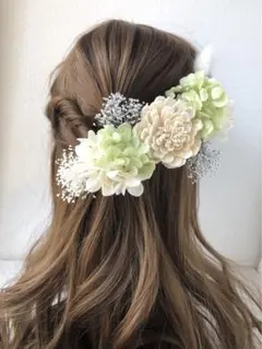 Wg 白　髪飾り　ドライフラワー　前撮り　卒業式　結婚式　ヘッドドレス　袴　振袖