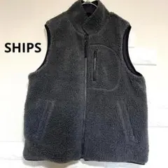 SHIPS シップス リバーシブル ベスト ボア ナイロン メンズ 黒 M ◎