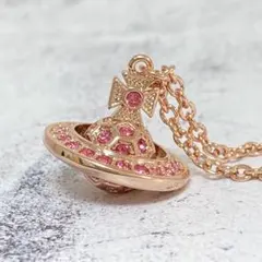VivienneWestwood｜ラインストーンオーブネックレス　ピンクゴールド