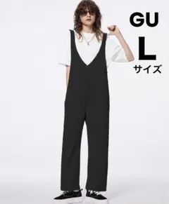 GU カットソーサロペットパンツ ブラック　L