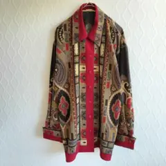 ✨ヴィンテージ✨長袖ブラウス 昭和 レトロ【M】トップス 総柄 派手 シャツ