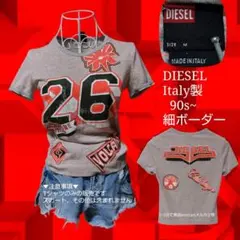 90s DIESEL リンガー ボーダー ピチ イタリア ギャル 英字 Tシャツ