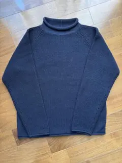 BATONER バトナー ケーブル編み タートルニット 日本製 ウール ブルー BATONER（バトナー）の「別注＜BATONER（バトナー）＞ケーブル ボトル