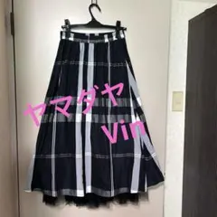 チュールレイヤードチェックスカート