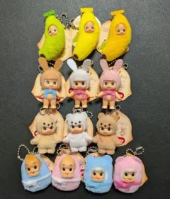 コスチュームキューピー　バナナ　うさぎ　くま　おくるみ　キーホルダー26個セット コスチュームキューピー バナナ うさぎ くま おくるみ