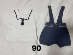 【90cm】cottoli コトリ　Tシャツ　サスペンダーパンツ 　2点セット