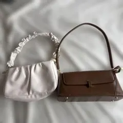 SHEEN まとめ売りホワイトとブラウンのハンドバッグセット