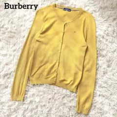 バーバリーブルーレーベル　コットンクルーネックカーディガン　マスタード　ホース