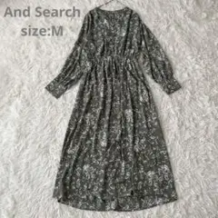 【And Search アンドサーチ】ロングワンピース Vネック ウエストゴム