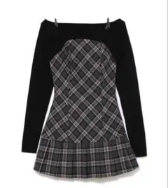 andmary Selena check mini dress gray