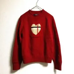 BURBERRY ハートモチーフ ニットセーターワインレッドColor