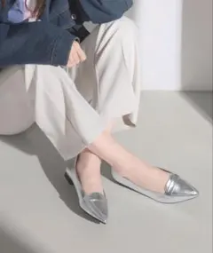mamian 甲浅 ポインテッドトゥ ローファー 24