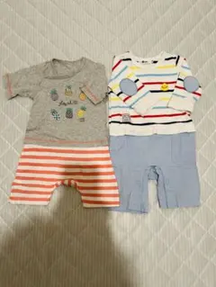 【週末値下】ロンパース2点セット60.70 コンビミニ、べべ