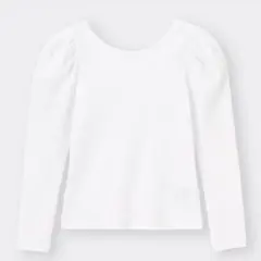 GU ジーユー 2wayリブ ボリュームスリーブT 長袖 ホワイト