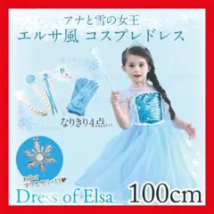 【処分特価】♡アナ雪 エルサ風 コスプレドレス 小物5点セット 100