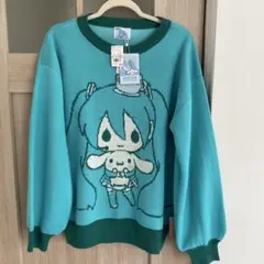 新品　初音ミク×シナモロール コラボ ニットプルオーバー ミントグリーン M