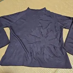 ダークパープル 長袖 トップス 葉デザイン