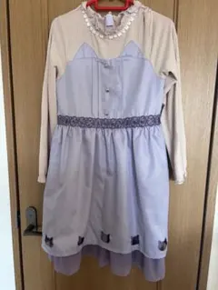 アクシーズファム　150 ラベンダー ワンピース 猫デザイン