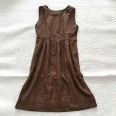 総柄 ハイウエスト ジャンパースカート 千鳥格子風 茶ブラウン ワンピース