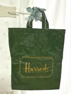 美品　Harrods Knightsbridge トートバッグ 緑　大容量サイズのサムネイル