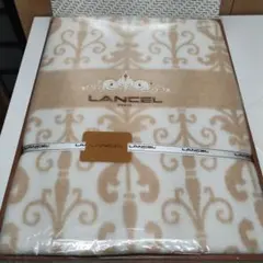 LANCEL ベージュホワイトストライプ敷き毛布