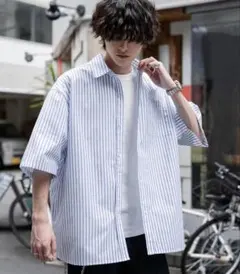 Rocky Monroe ストライプ柄 半袖シャツ Mサイズ