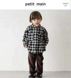 petit main プティマイン　チェック柄長袖シャツ　130