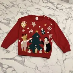 H&Mベビー キッズ クリスマスニット 赤 サイズ100