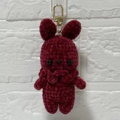 ハンドメイド あみぐるみ うさぎ キーホルダー チャーム 編み物 かぎ編み 毛糸