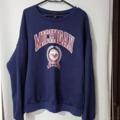 SHEIN ミシガン ロゴ スウェット L ネイビー