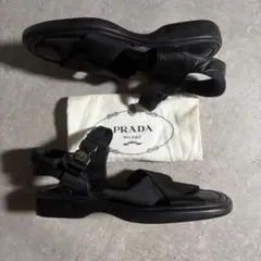 プラダ　PRADA レザー×ナイロン　ベルトサンダル 8 1/2 プラダ　黒のサムネイル