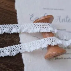 №65 フリル綿ストレッチレース　オフホワイト色