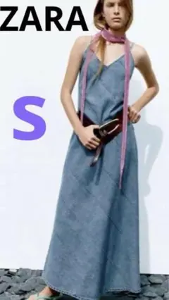 完売品　ZARA ザラ　デニム　ロング　キャミソール　ワンピース　マキシ