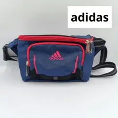 【美品】adidas　アディダス　ウエストポーチ ボディバッグ ネイビー×ピンク
