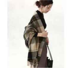 チェック柄大判マフラー