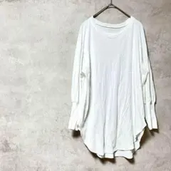 コムサイズム　綿100%　カットソー　白　七分袖　シアー　パフスリーブ　XS　夏